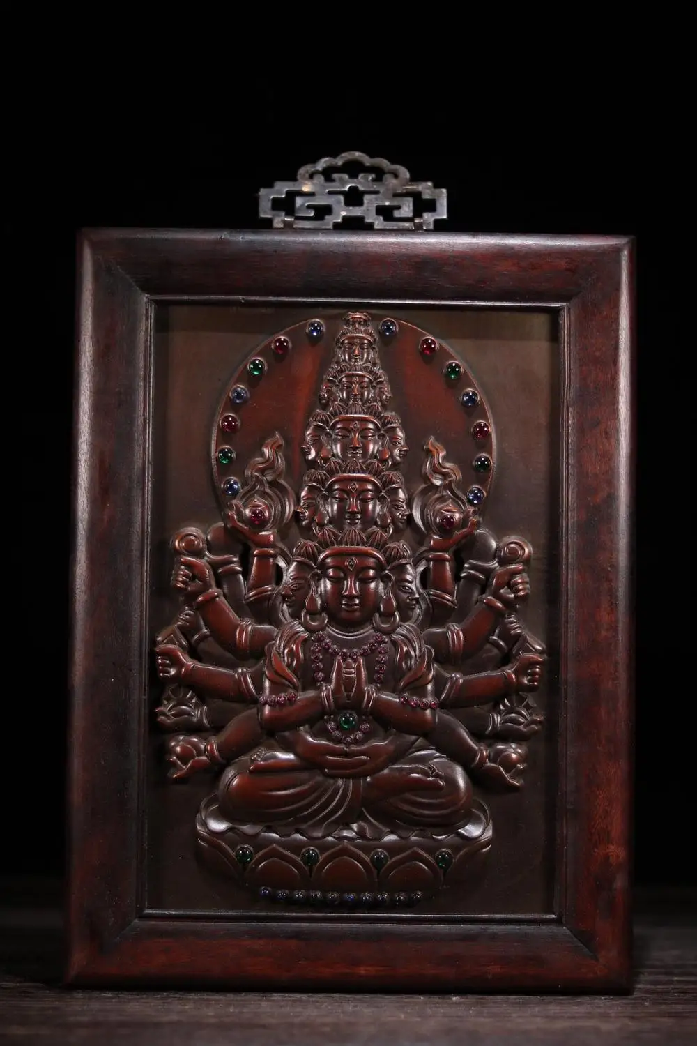 14" Tibet Buddhism Temple Sandalwood set bronze gem 1000 Arm Guanyin Bodhisattva Thangka Dover Head Avalokitesvara Tag Thangka
14" Tibet Buddhism Temple Sandalwood set bronze gem 1000 Arm Guanyin Bodhisattva Thangka Dover Head Avalokitesvara Tag Thangka