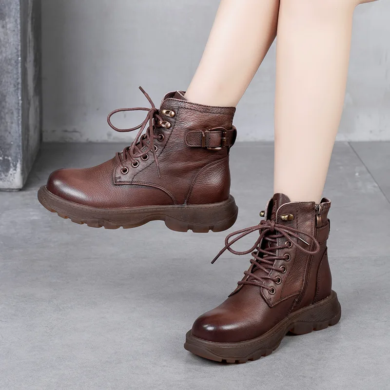 Boots Woman Winter 2021 New First Layer Cowhide Lace-up Martin Boots Side Zipper Women's Boots Round Toe Women's Boots
Boots Woman Winter 2021 New First Layer Cowhide Lace-up Martin Boots Side Zipper Women's Boots Round Toe Women's Boots