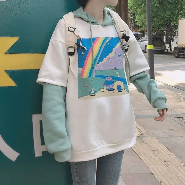 Hoodie Women'S Print Patchwork Oversized Hoodie Simple Thicker Wild Loose Korean Drawstring Women'S Streetwear Hoodie 2021 New
Hoodie Women'S Print Patchwork Oversized Hoodie Simple Thicker Wild Loose Korean Drawstring Women'S Streetwear Hoodie 2021 New