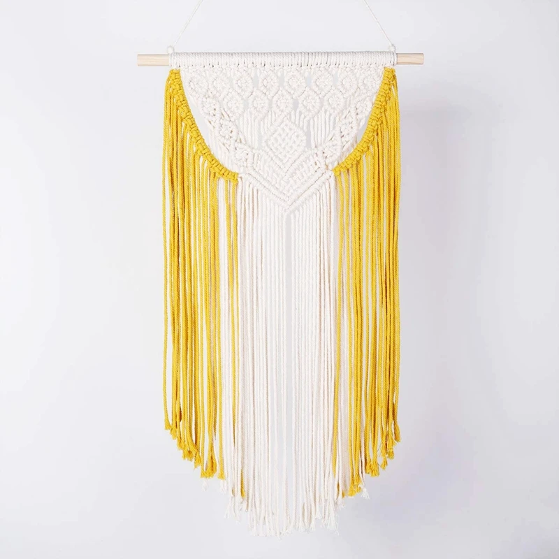 2Pcs Wall Hanging Macrame Tapestry Woven Cotton Rope Decor Bohemian Style with Tassels Art Home Decoration,Yellow,33Inch
2Pcs Wall Hanging Macrame Tapestry Woven Cotton Rope Decor Bohemian Style with Tassels Art Home Decoration,Yellow,33Inch