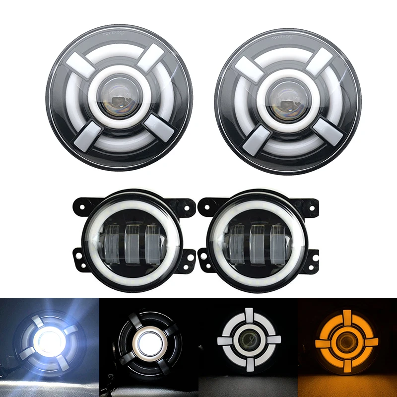2PCS 7Inch Headlights with White DRL Amber Turn Signal + 4Inch Front Bumper Fog Lights For 2007-2017 Jeep Wrangler JK Rubicon
2PCS 7Inch Headlights with White DRL Amber Turn Signal + 4Inch Front Bumper Fog Lights For 2007-2017 Jeep Wrangler JK Rubicon