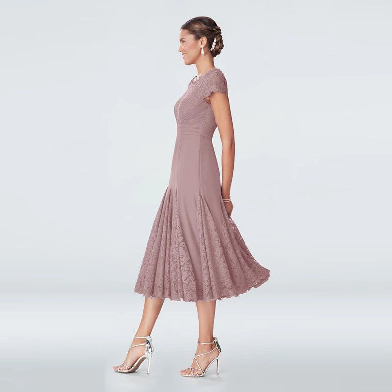 Tea Length Mother Of The Bride Dresses A-line Cap Sleeves Chiffon Lace Plus Size Short Groom Mother Dresses For Weddings
Tea Length Mother Of The Bride Dresses A-line Cap Sleeves Chiffon Lace Plus Size Short Groom Mother Dresses For Weddings