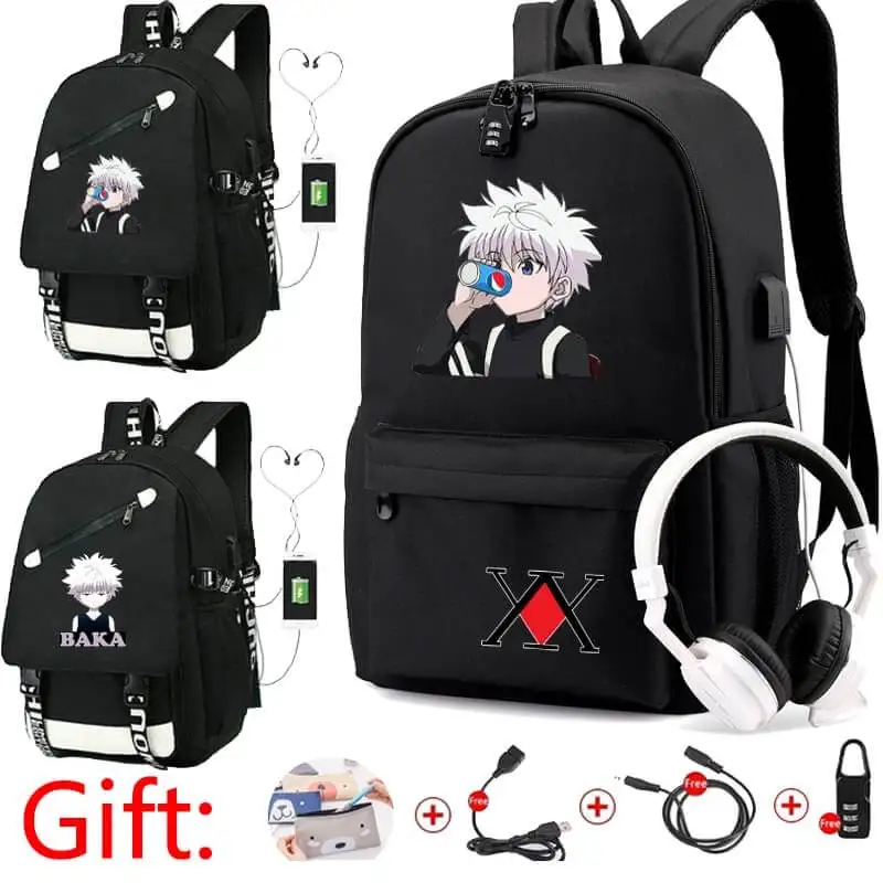 Anime Hunter X Hunter Backpack USB Charging Boy Girl School Backpack Students Bag Teenagers Travel Backpack
Anime Hunter X Hunter Backpack USB Charging Boy Girl School Backpack Students Bag Teenagers Travel Backpack