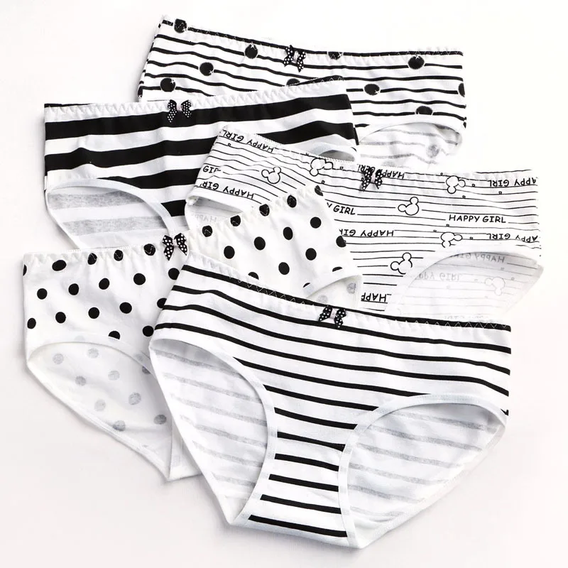 Women's Cotton Mid-rise Underwear Comfortable Cute Panties Girls Briefs Students Black and White Intimate Stripe Printing
Women's Cotton Mid-rise Underwear Comfortable Cute Panties Girls Briefs Students Black and White Intimate Stripe Printing