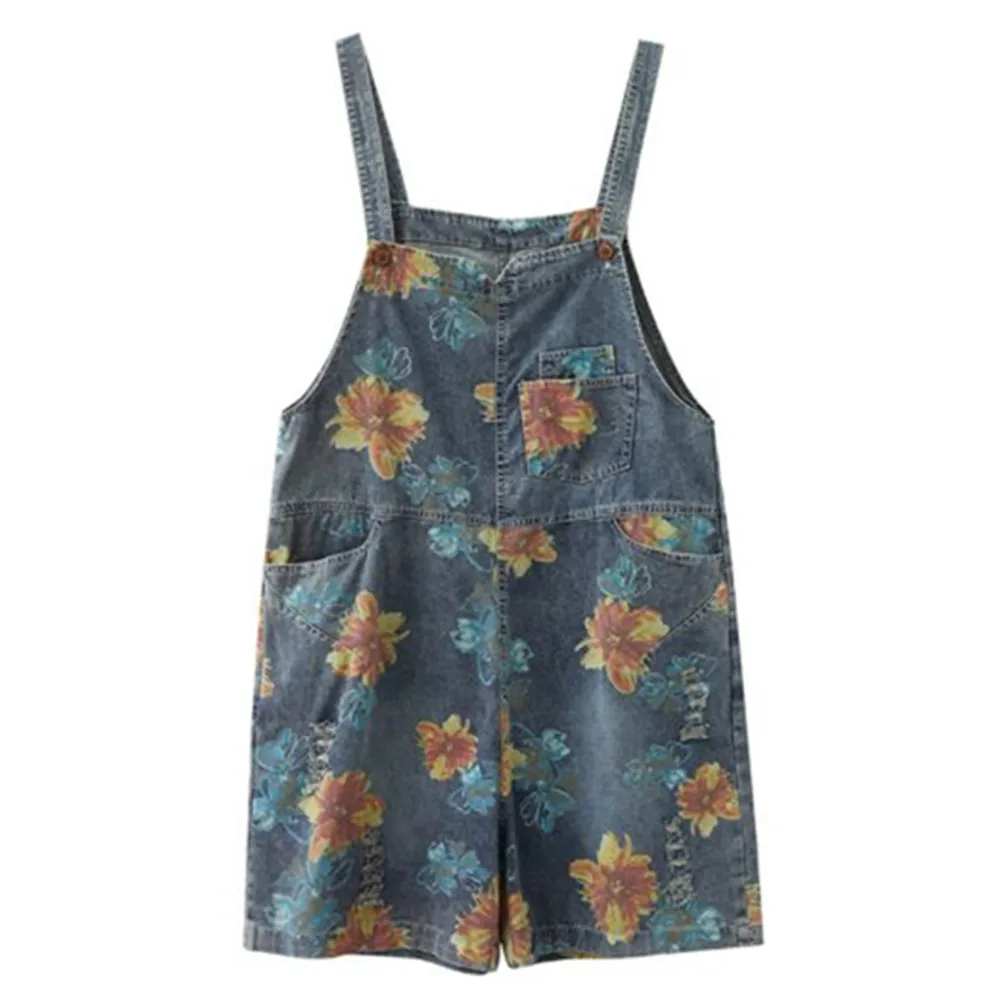Женский джинсовый комбинезон, короткие брюки с цветочным принтом
Женский джинсовый комбинезон, короткие брюки с цветочным принтом