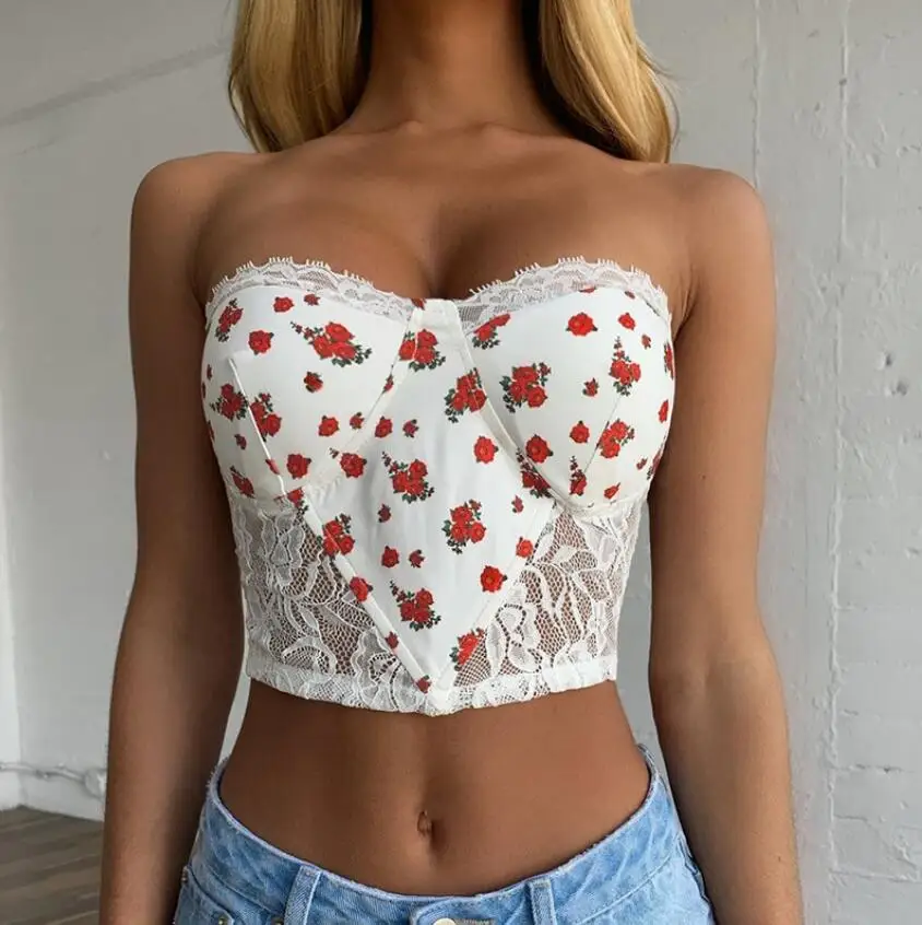Floral Printed Women Corset Tops Sexy Skinny Aesthetic Crop Tops 2021 Summer Lace Patchwork Sleeveless Tube Top q187
Floral Printed Women Corset Tops Sexy Skinny Aesthetic Crop Tops 2021 Summer Lace Patchwork Sleeveless Tube Top q187