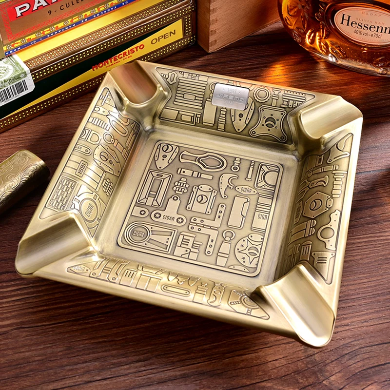 

Retro Matal Cigar Ashtray for 4 Cigars Holder Home Ash Tray Outdoor Luxury Cigarette Ashtrays Smoke Accessories Smoking Tool