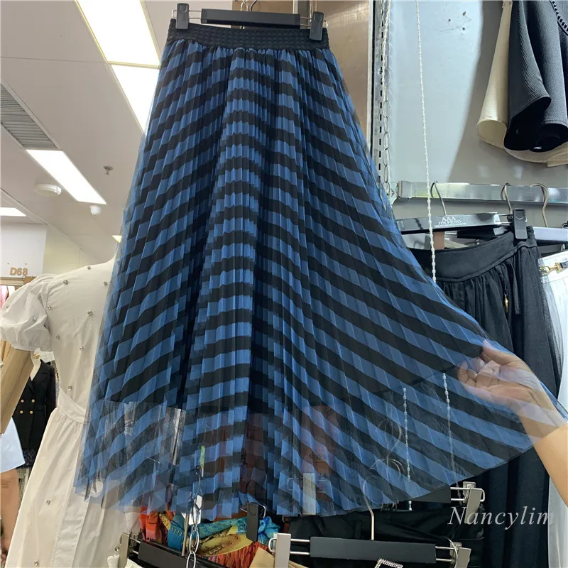 Summer New Pleated Skirt Mid-Length High Waist Slimming Stripes Printed Large Swing Casual Womens Skirts
Summer New Pleated Skirt Mid-Length High Waist Slimming Stripes Printed Large Swing Casual Womens Skirts