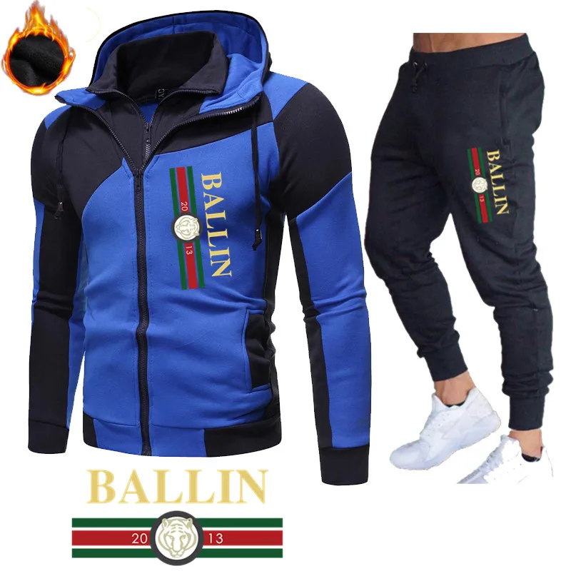 Chaqueta de traje para hombre para exteriores, pantalones deportivos grises para trotar, traje con capucha, sudadera con doble c
Chaqueta de traje para hombre para exteriores, pantalones deportivos grises para trotar, traje con capucha, sudadera con doble c