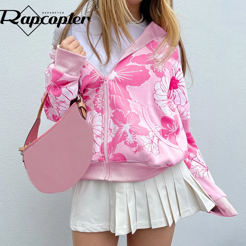 Rapcopter y2k Floral Jackets Pink Sweet Cute Zipper Hoodies Full Sleeve Prepply Style Chic Coat Outerwear Women Sweatshirts 90s
Rapcopter y2k Floral Jackets Pink Sweet Cute Zipper Hoodies Full Sleeve Prepply Style Chic Coat Outerwear Women Sweatshirts 90s