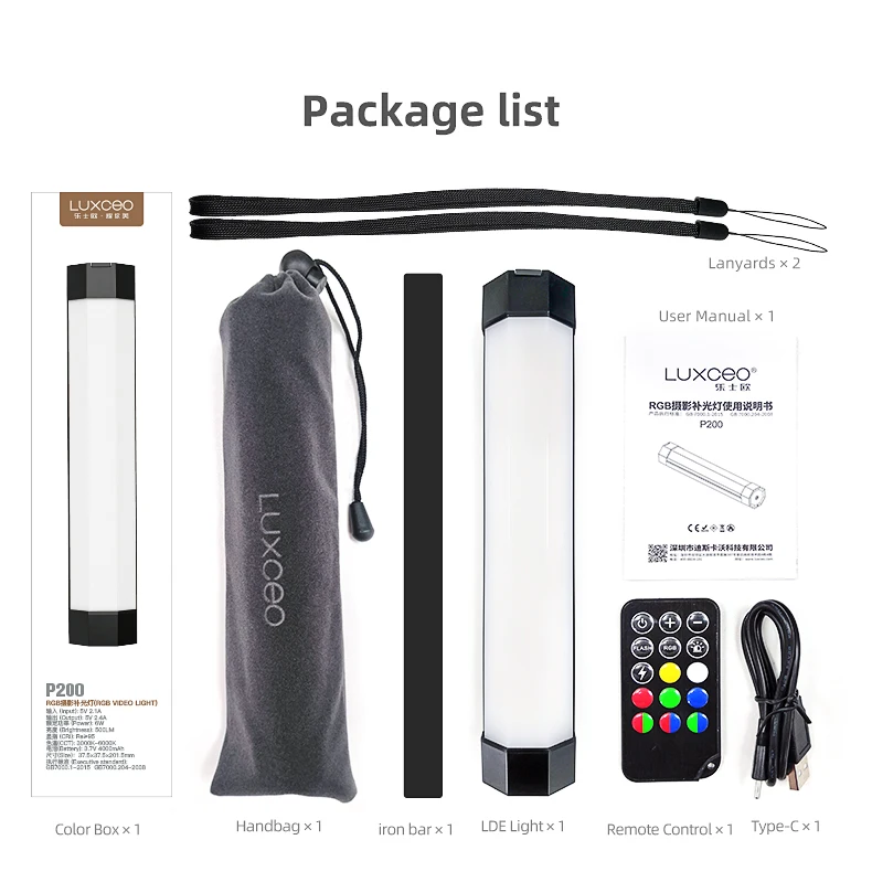 LUXCEO P200 RGB Light Stick Tube Waterproof Handheld LED PavoTube soft Lighting Portable phone APP Remote Control photography 6C 
LUXCEO P200 RGB Light Stick Tube Waterproof Handheld LED PavoTube soft Lighting Portable phone APP Remote Control photography 6C