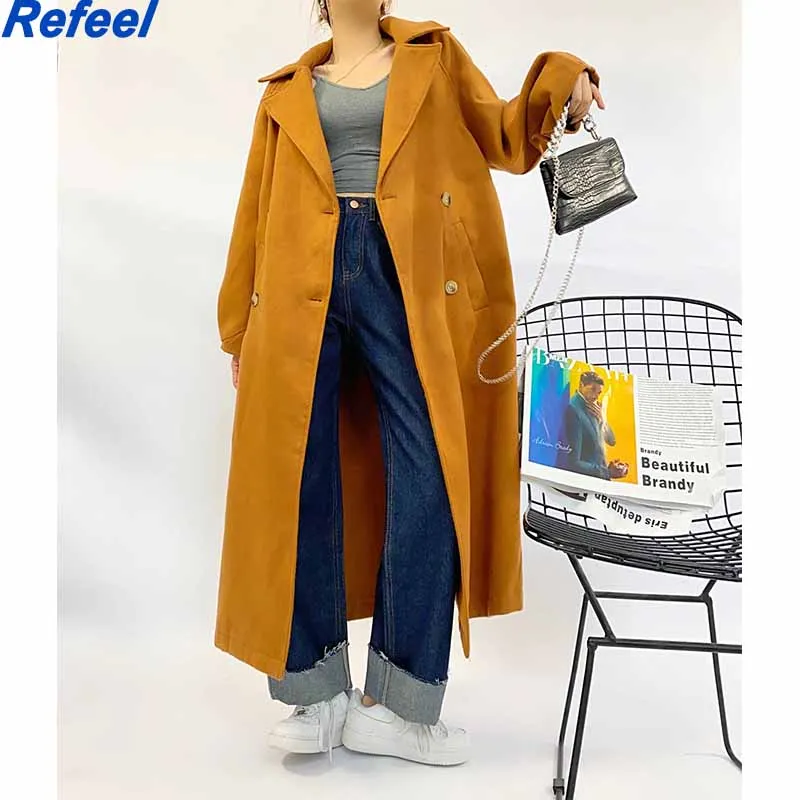 Women 2021 Autumn New Caramel Colour Long Section Jacket Overcoat Vintage Long Sleeve Double breasted Female Outerwear Chic Tops
Women 2021 Autumn New Caramel Colour Long Section Jacket Overcoat Vintage Long Sleeve Double breasted Female Outerwear Chic Tops