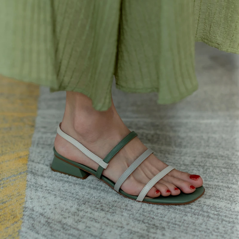 Med Heel Sandals for Women Genuine Leather Buckle Square Open-Toe Shoes Dress Concise New Summer Sandals
Med Heel Sandals for Women Genuine Leather Buckle Square Open-Toe Shoes Dress Concise New Summer Sandals
