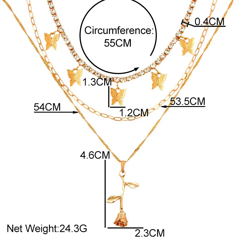 New Fashion Multilayer Butterfly Crystal Tennis Chain Pendant Necklace For Women Golden Rose Flower Choker Neckalce 2021 Jewelry
New Fashion Multilayer Butterfly Crystal Tennis Chain Pendant Necklace For Women Golden Rose Flower Choker Neckalce 2021 Jewelry