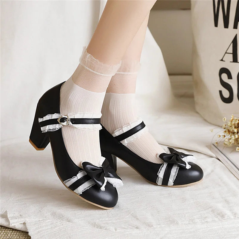 COOLULU Lolita Style Mary Janes Shoes Women High Heels Chunky Heel Dress Pumps Bow Buckle Ladies Footwear Cosplay White Size 48
COOLULU Lolita Style Mary Janes Shoes Women High Heels Chunky Heel Dress Pumps Bow Buckle Ladies Footwear Cosplay White Size 48