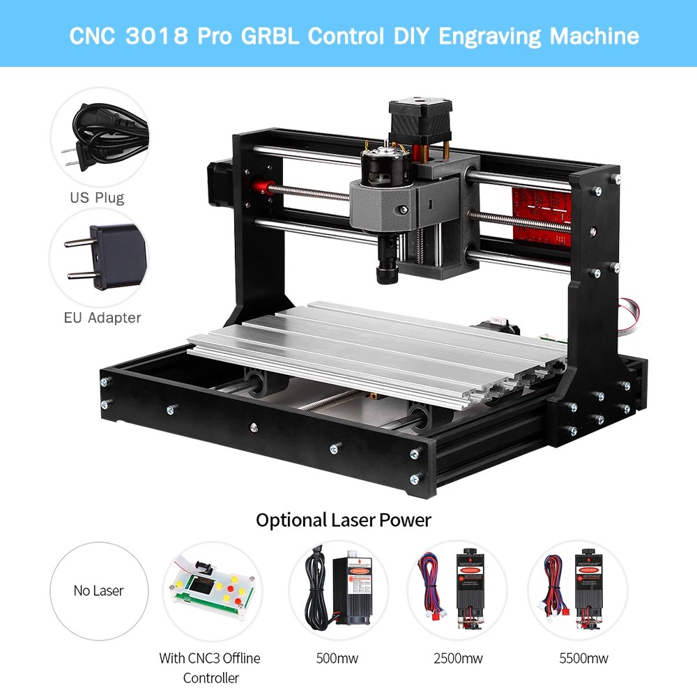CNC 3018 Pro GRBL DIY Mini Router Machine 3 Axis Pcb Milling Cutter Wood and Engraver with Offline Controller
CNC 3018 Pro GRBL DIY Mini Router Machine 3 Axis Pcb Milling Cutter Wood and Engraver with Offline Controller