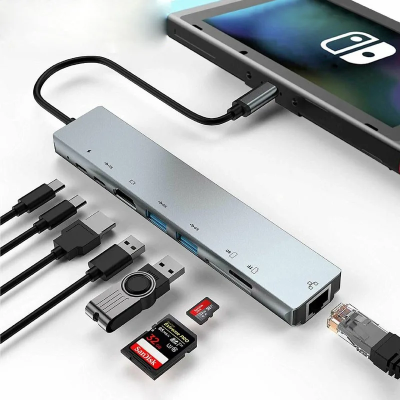 Док-станция USB C Type-C для 4K HDMI-совместимая док-станция RJ45 SD TF PD зарядка usb-хаб адаптер PD зарядная док-станция
Док-станция USB C Type-C для 4K HDMI-совместимая док-станция RJ45 SD TF PD зарядка usb-хаб адаптер PD зарядная док-станция