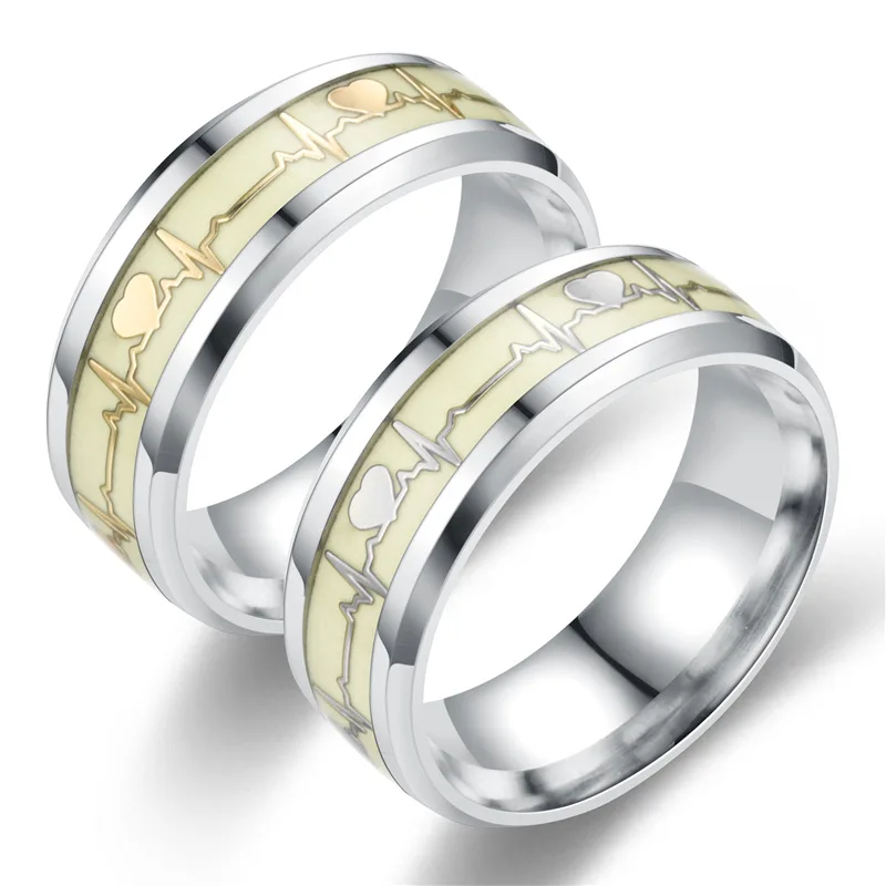 Stainless Steel Couple Rings 8mm Silver Color Luminous Heartbeat Wedding Promise Ring Men and Women Engagement Glow Jewelry Gift
Stainless Steel Couple Rings 8mm Silver Color Luminous Heartbeat Wedding Promise Ring Men and Women Engagement Glow Jewelry Gift