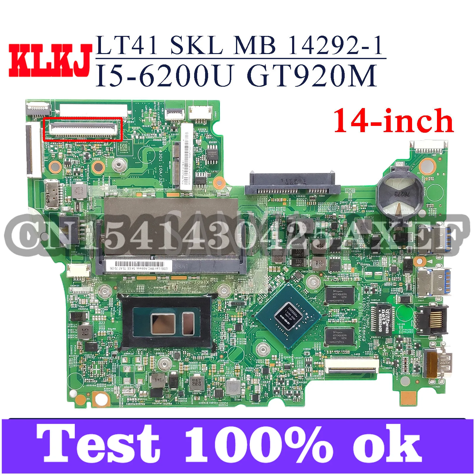 KLKJ 14292-1 Laptop Motherboard For Lenovo YOGA 500-14ISK Test Original Mainboard I5-6200U GT920M
KLKJ 14292-1 Laptop Motherboard For Lenovo YOGA 500-14ISK Test Original Mainboard I5-6200U GT920M