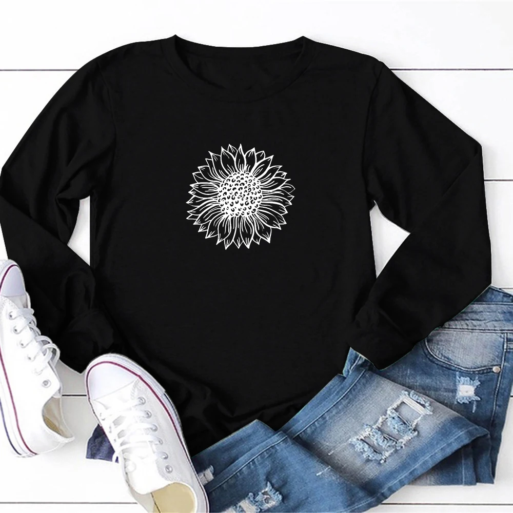 WZ20479 Spring and Autumn Women's Wear Quick-Drying Sunflower Pattern Printing Large Size Sports Long Sleeve Loose Lady T-shirt 
WZ20479 Spring and Autumn Women's Wear Quick-Drying Sunflower Pattern Printing Large Size Sports Long Sleeve Loose Lady T-shirt