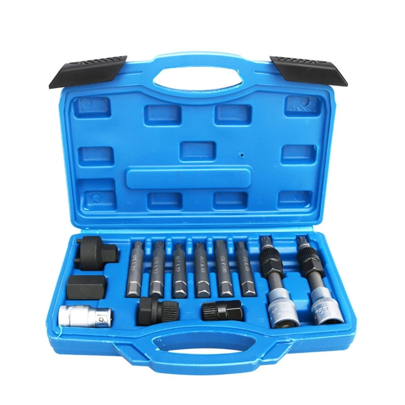 13 Pieces Alloy Generator Belt Pulley Disassembly and Assembly, Free Wheel Pulley Puller Remover and Installer Kit
13 Pieces Alloy Generator Belt Pulley Disassembly and Assembly, Free Wheel Pulley Puller Remover and Installer Kit