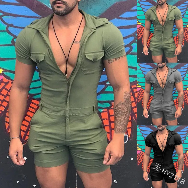 Summer European American Slim Zipper Shirt One-piece Suit Men's Personality Short-sleeved Shorts One-piece Suit Men Clothing
Summer European American Slim Zipper Shirt One-piece Suit Men's Personality Short-sleeved Shorts One-piece Suit Men Clothing