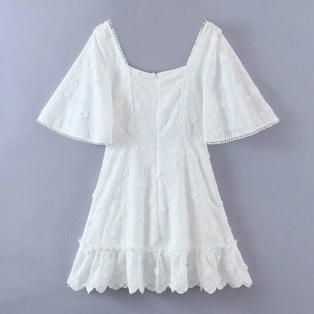 Women Fashion Mini Dress Square Collar Solid Half Flare Sleeve Lace Tassel Mini Dress High Quality Vestidso Feminio Summer 2021
Women Fashion Mini Dress Square Collar Solid Half Flare Sleeve Lace Tassel Mini Dress High Quality Vestidso Feminio Summer 2021
