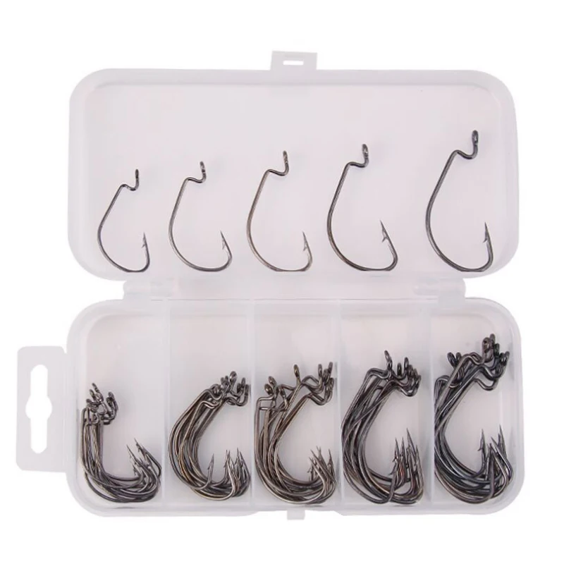 50pcs Wide Crank Fishing Hooks Carbon Steel Offset Fishhook 3/0#-1# Bass Barbed Carp Fishing Hook For Soft Worm Lure
50pcs Wide Crank Fishing Hooks Carbon Steel Offset Fishhook 3/0#-1# Bass Barbed Carp Fishing Hook For Soft Worm Lure