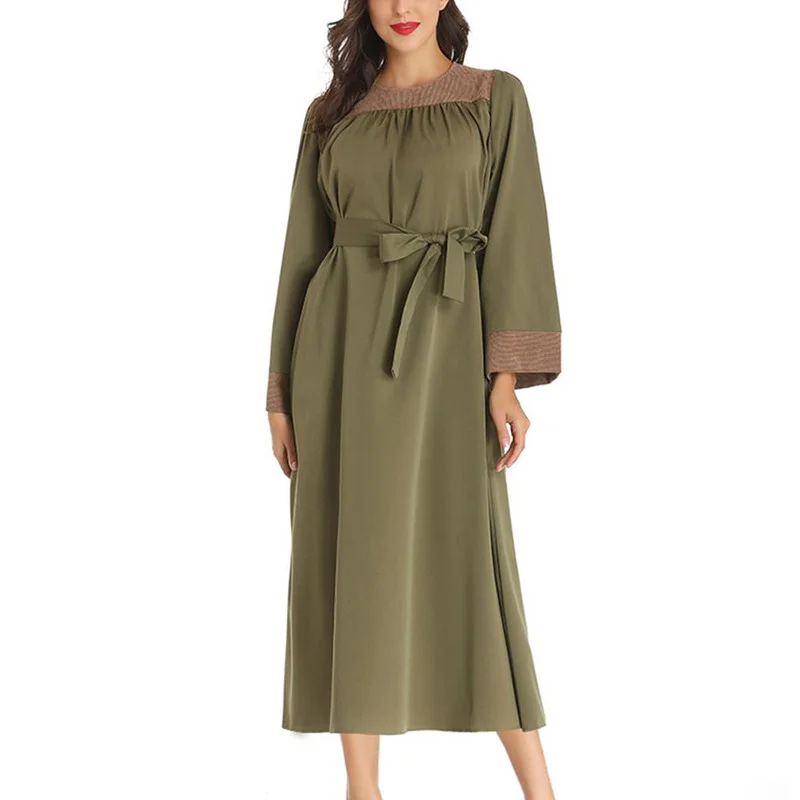 Women Long Sleeve Crew Neck Army Green Patchwork Elegant Long Dress Tank Tops
Women Long Sleeve Crew Neck Army Green Patchwork Elegant Long Dress Tank Tops