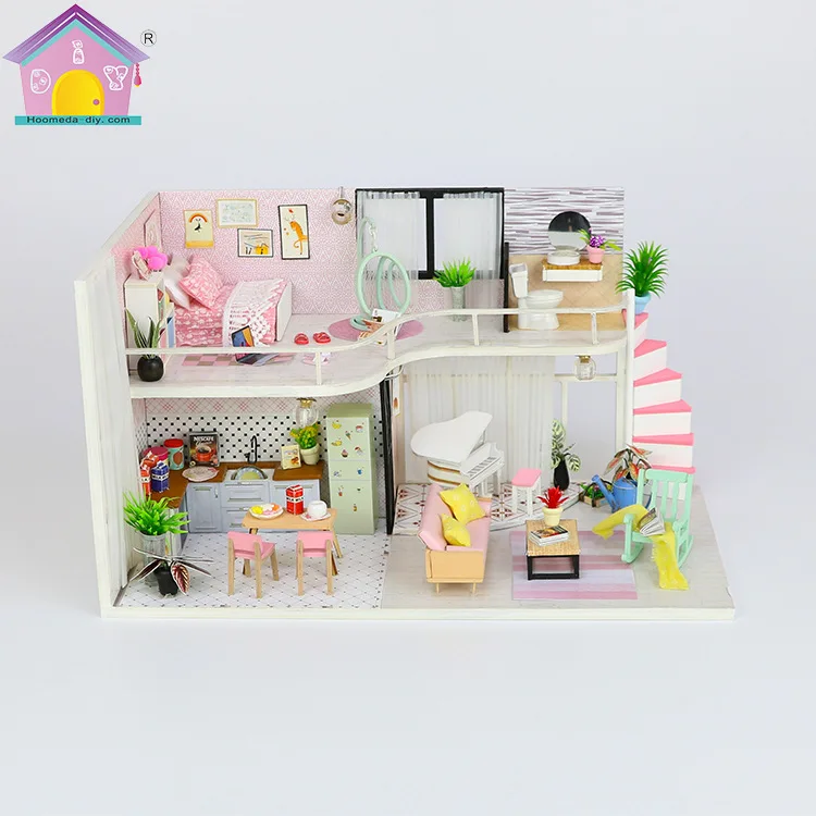 Small house toy creative architectural model birthday gift Anna's pink melody