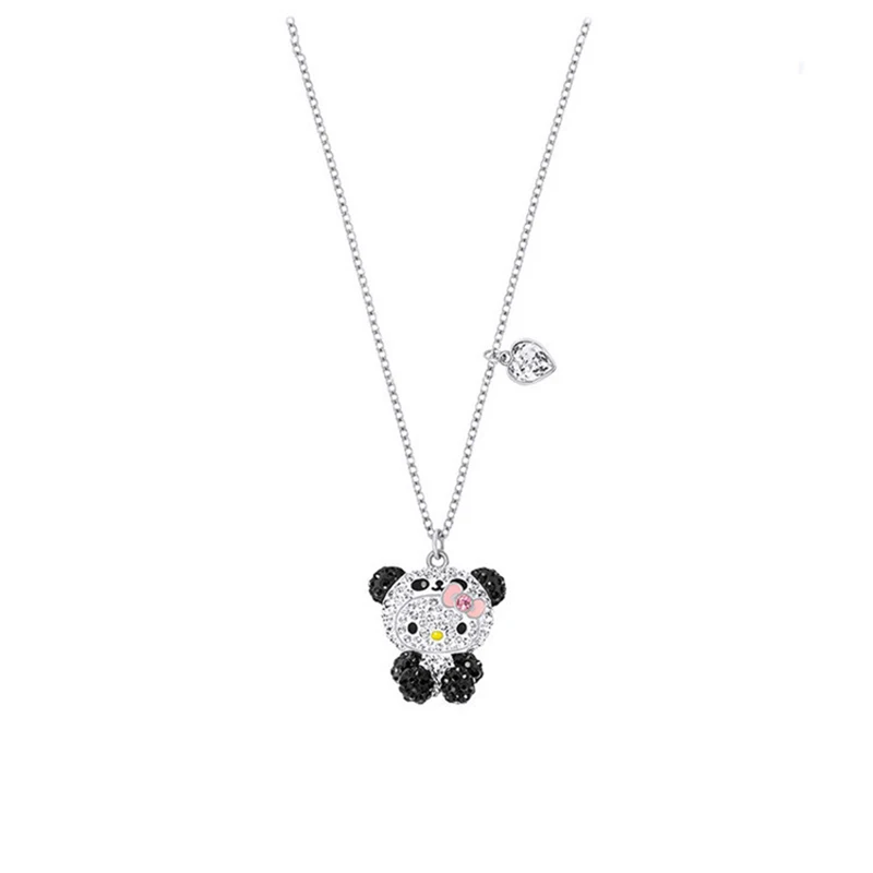 

Милое модное ожерелье с подвеской в виде панды, кошки КТ, с кристаллами, Женская милая Подарочная цепочка до ключиц