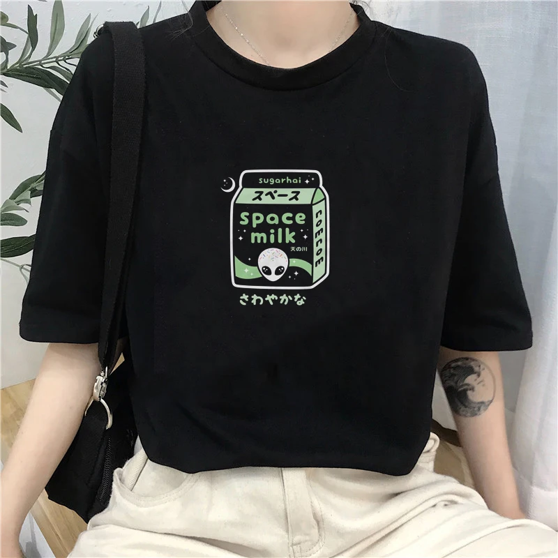 Alien Space Milk женские футболки унисекс Эстетическая Harajuku графическая футболка