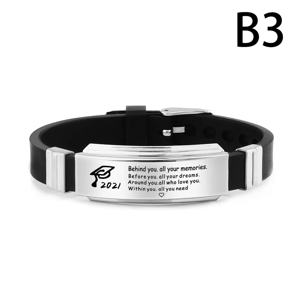 Fashion To My Daughter Son Girl Bracelet Wristband Men Women Stainless Steel Silicone Adjustable Bracelets Birthday Gift