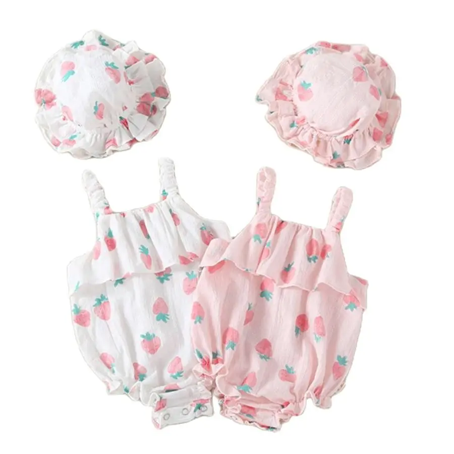 Cute Newborn Infant Baby Girl Strawberries Floral Print Princess Romper + Sun Hat 2 pcs Clothes Outfits Set
Cute Newborn Infant Baby Girl Strawberries Floral Print Princess Romper + Sun Hat 2 pcs Clothes Outfits Set