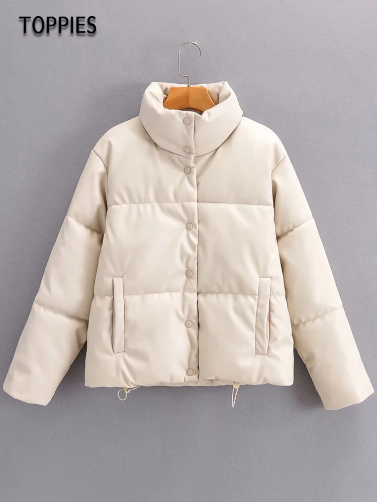 2021Toppies Winter Jacket Stand Collar Faux Leather Coat Thicker Warm Cotton Padded Parkas Ladies Outwear
2021Toppies Winter Jacket Stand Collar Faux Leather Coat Thicker Warm Cotton Padded Parkas Ladies Outwear