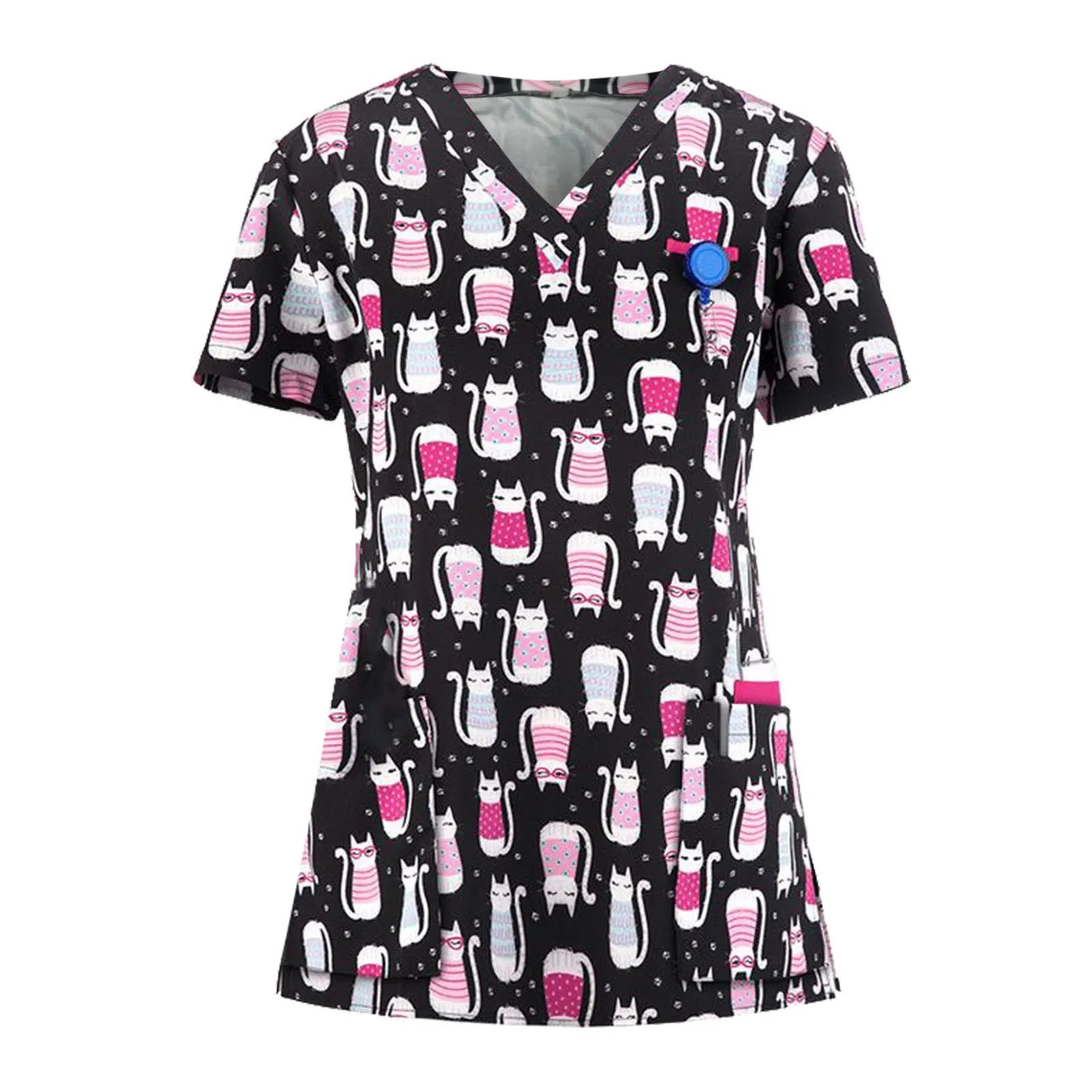 Women Short Sleeve V-neck Tops Working Uniform Cartoon Print Blouse 2021 Summer Plus Size Hot Sale Nurse Uniform blusas dama
Women Short Sleeve V-neck Tops Working Uniform Cartoon Print Blouse 2021 Summer Plus Size Hot Sale Nurse Uniform blusas dama