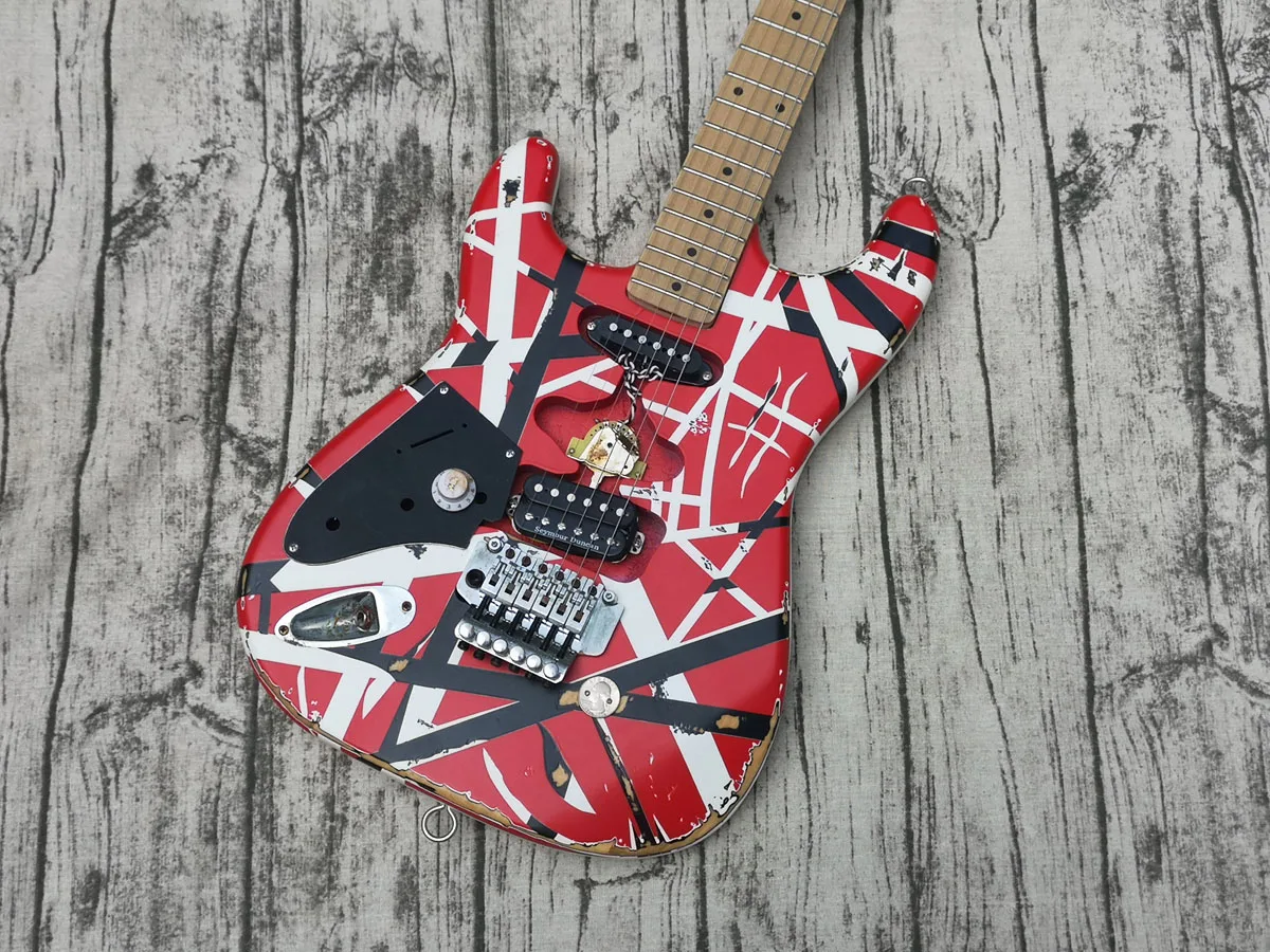 

Aged Edward Eddie Van Halen Heavy Relic Striped Frankie Electric Guitar, Left-Handed ST Shape Maple Neck
