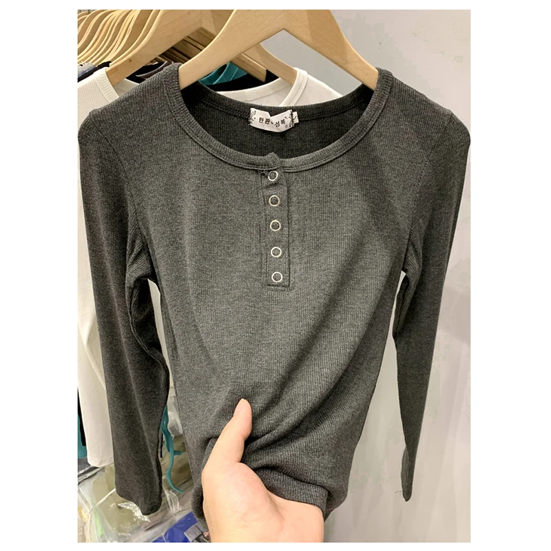 Grey Black White O Neck Cotton Tshirts Women Spring Casual Ribbed T Shirt Long Sleeve Slim Tee 2022 Fall Korean Womens Clothing
Grey Black White O Neck Cotton Tshirts Women Spring Casual Ribbed T Shirt Long Sleeve Slim Tee 2022 Fall Korean Womens Clothing