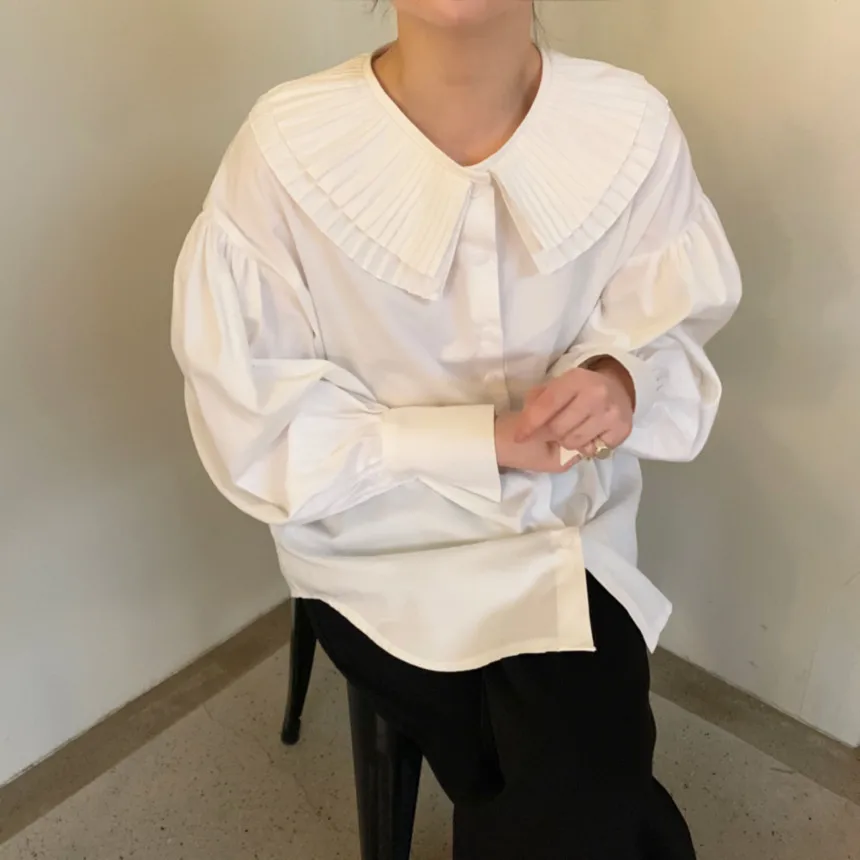 2020 Autumn Drawstring Pleated Long Sleeve Blouse Women Solid Color Double Layer Loose Shirts Tops Girls Students Blouses Tops 
2020 Autumn Drawstring Pleated Long Sleeve Blouse Women Solid Color Double Layer Loose Shirts Tops Girls Students Blouses Tops