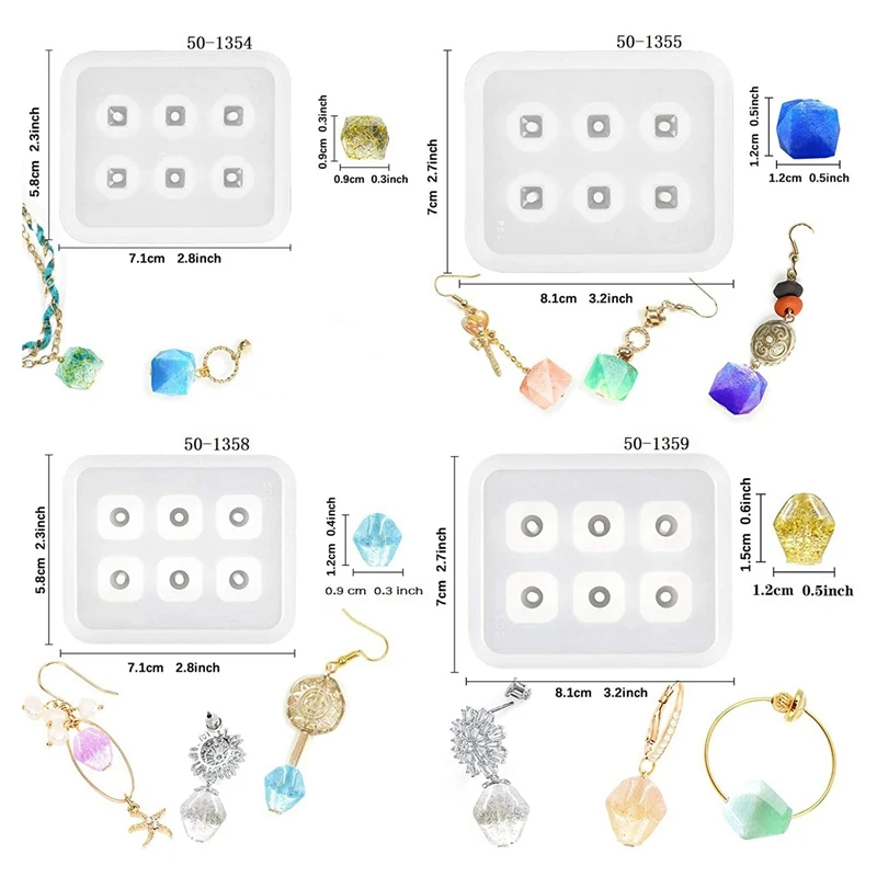 12Pcs Round Square Faceted&Oval Beads Silicone Casting Molds Set for DIY Resin Pendant Earring Epoxy Craft Jewelry Tools
12Pcs Round Square Faceted&Oval Beads Silicone Casting Molds Set for DIY Resin Pendant Earring Epoxy Craft Jewelry Tools