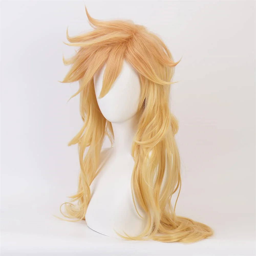 

Anime Demon Slayer Twelve Kizuki Douma Cosplay Wig for Women Men Flaxen Curly Heat Resistant Synthetic Hair + Wig Cap Hairpiece