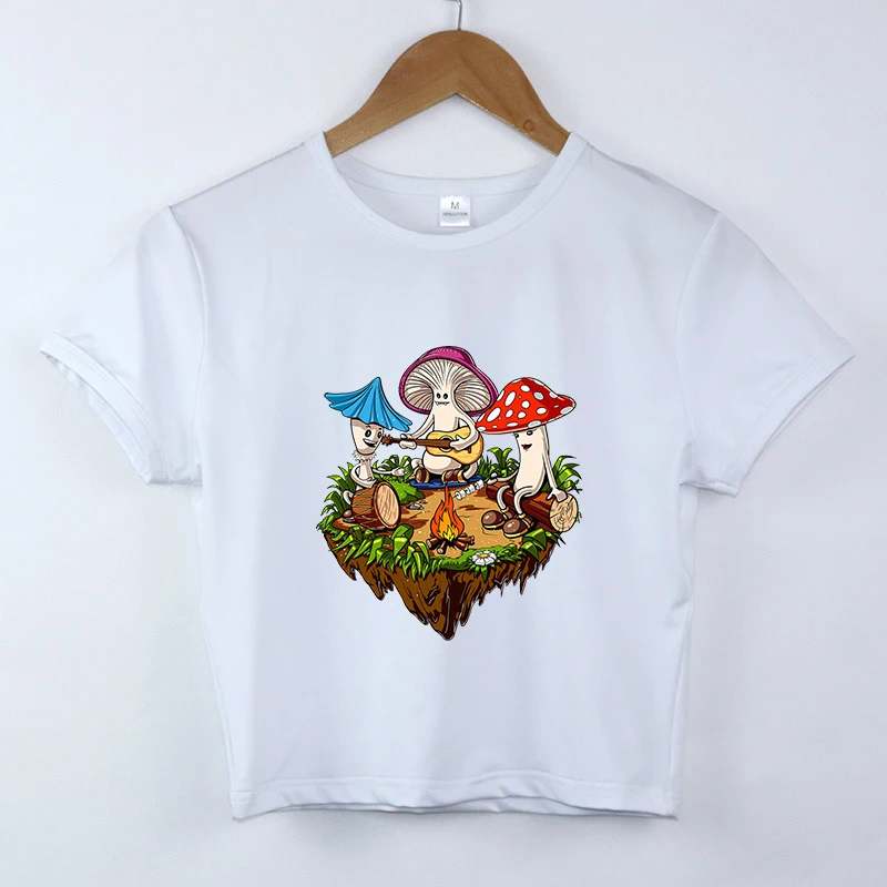 Funny Crop T shirts Women Summer Mushroom Girl Print Tshirt Femme 90s Aesthetic T-shirt Short Sleeve T shirt For Female Clothing
Funny Crop T shirts Women Summer Mushroom Girl Print Tshirt Femme 90s Aesthetic T-shirt Short Sleeve T shirt For Female Clothing