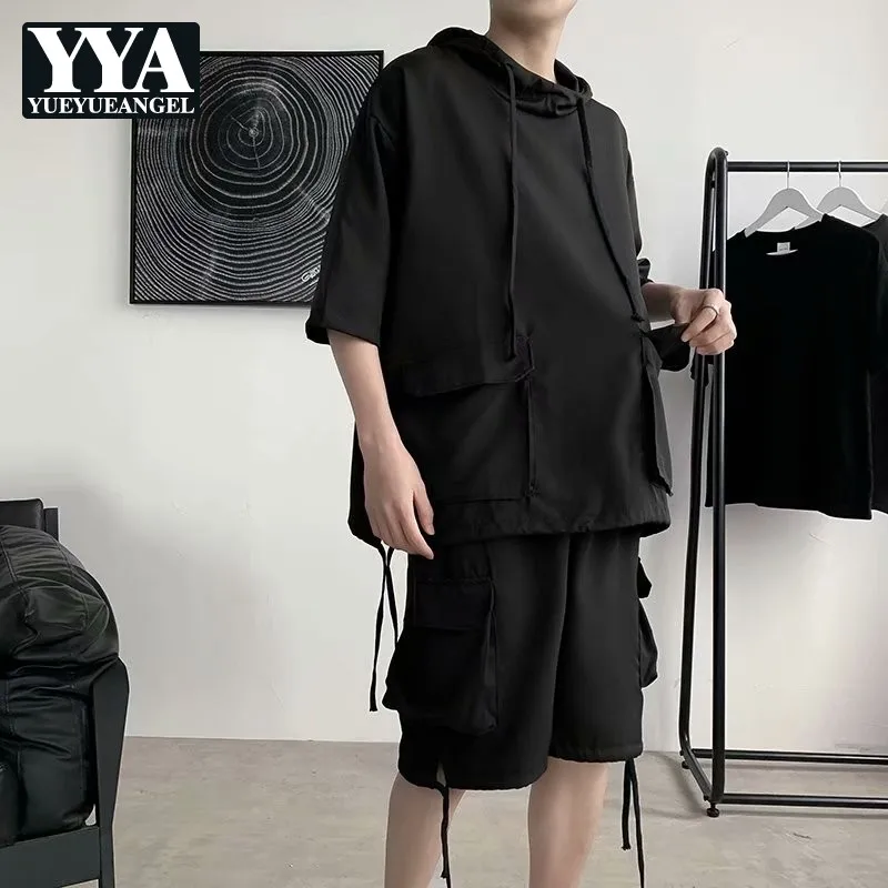 Men Casual Suit High Street Hooded Short Sleeve Pullovers Tops Loose Fit Cargo Knee Length Shorts Two Piece Set Summer Tracksuit
Men Casual Suit High Street Hooded Short Sleeve Pullovers Tops Loose Fit Cargo Knee Length Shorts Two Piece Set Summer Tracksuit
