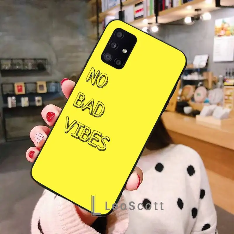 No Bad Vibes color Text Phone Case For Samsung A40 A50 A51 A71 A20E A20S S8 S9 S10 S20 Plus note 20 ultra 4G 5G
No Bad Vibes color Text Phone Case For Samsung A40 A50 A51 A71 A20E A20S S8 S9 S10 S20 Plus note 20 ultra 4G 5G