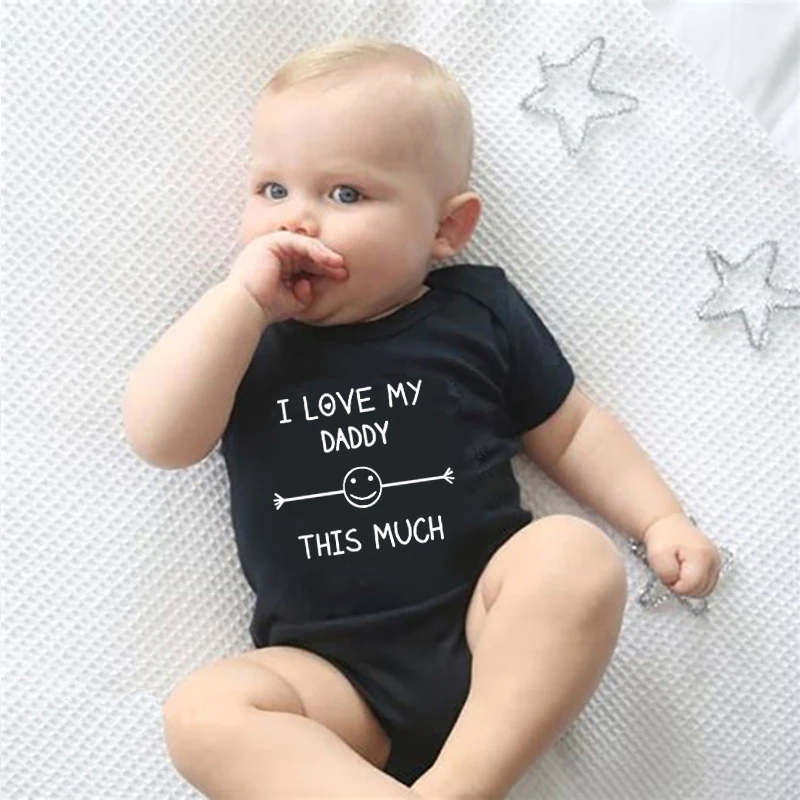 

I Love My Daddy This Much Baby Rompers Cotton Infant Body Short Sleeve Clothing Baby Jumpsuit Daddy Printed Baby Boy Girl Clothe