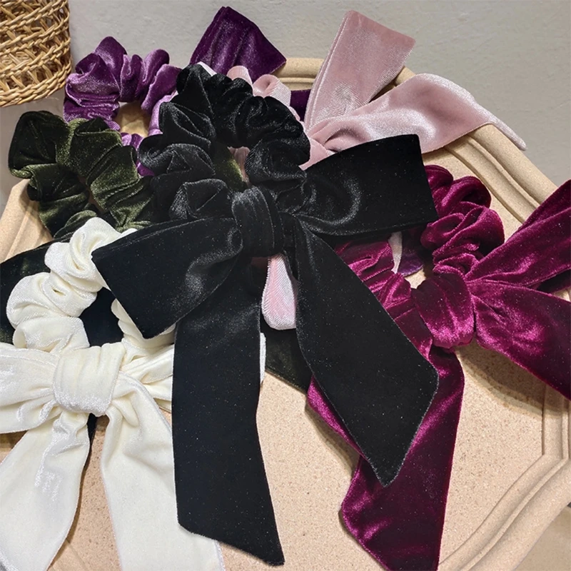 Women Girl Velvet Large Scrunchies Ribbon Streamer Bowknot Elastic Hair Ties Bands Vintage Solid Color Ponytail Holder
Women Girl Velvet Large Scrunchies Ribbon Streamer Bowknot Elastic Hair Ties Bands Vintage Solid Color Ponytail Holder