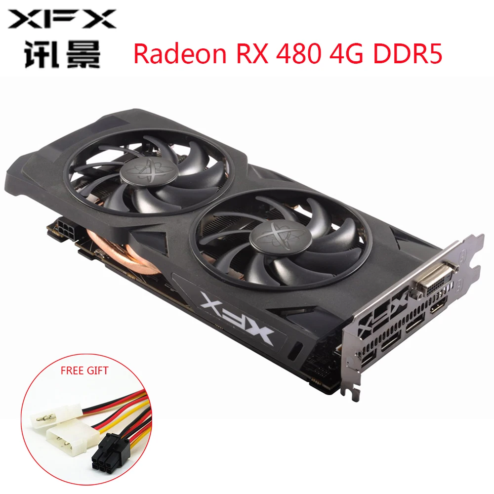 Видеокарта XFX AMD Radeon RX 480 4 Гб графическая карта GPU RX480 ГБ DDR5 видеокарта для