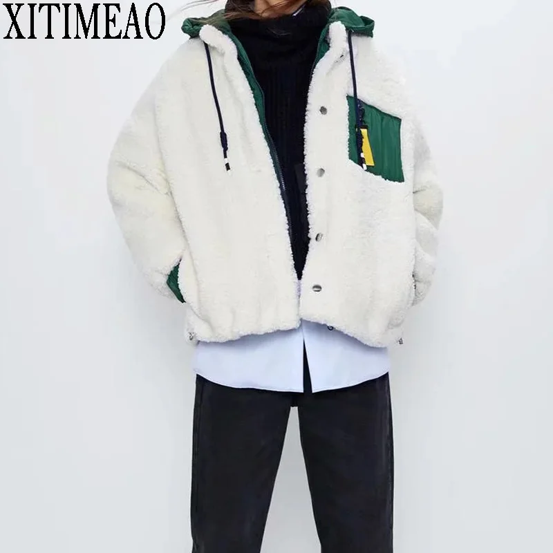ZA New Women Big Size Cotton Jacket Autumn Winter Lambswool Splice Parka Loose Warm Outerwear Female Cotton-padded Jackets
ZA New Women Big Size Cotton Jacket Autumn Winter Lambswool Splice Parka Loose Warm Outerwear Female Cotton-padded Jackets
