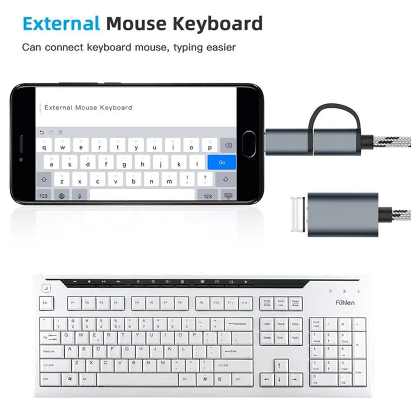 2 in 1 Type-C OTG To USB 3.0 Interface OTG Adapter Cable Fast Transfer Connector Converter for Xiaomi Mi 9 Android MacBook
2 in 1 Type-C OTG To USB 3.0 Interface OTG Adapter Cable Fast Transfer Connector Converter for Xiaomi Mi 9 Android MacBook
