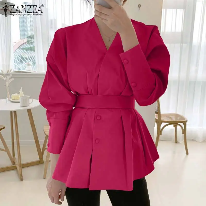 ZANZEA Belted A Line Blusas 2021 Autumn Fashion Solid Blouses Women's Elegant V Neck Tops Office Lady Oversized Chemise OL Shirt
ZANZEA Belted A Line Blusas 2021 Autumn Fashion Solid Blouses Women's Elegant V Neck Tops Office Lady Oversized Chemise OL Shirt